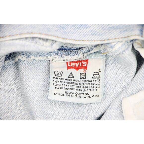 90s Vintage Levi's 501 Light Wash High Waisted Boho Festival Mom Denim Jeans 32 - Picture 10 of 10